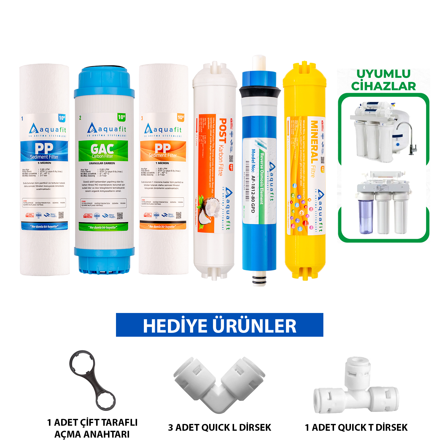 Açık Kasa Su Arıtma Cihazı 6'lı Filtre Seti