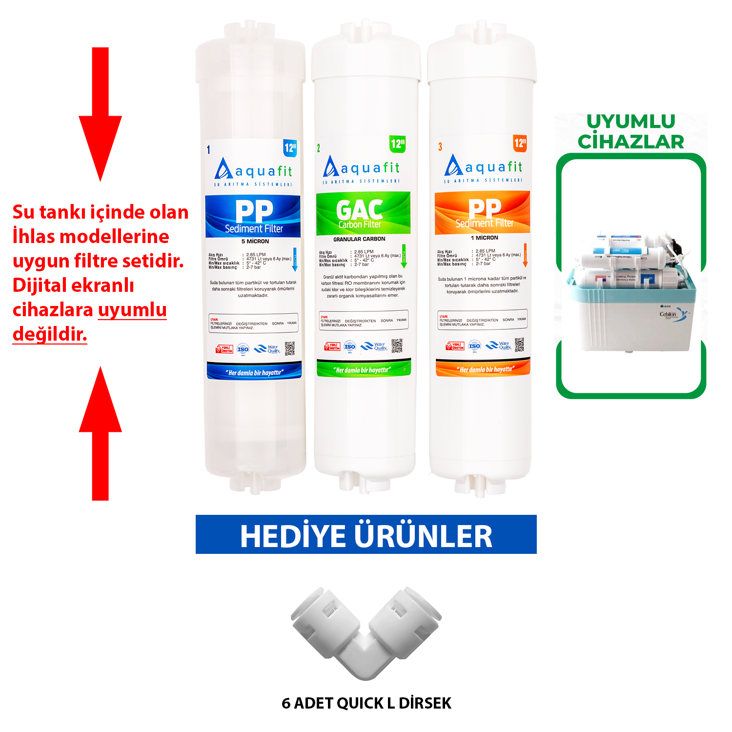 İhlas Aura Cebilon Silver Platinum ve Plus 3'lü Filtre