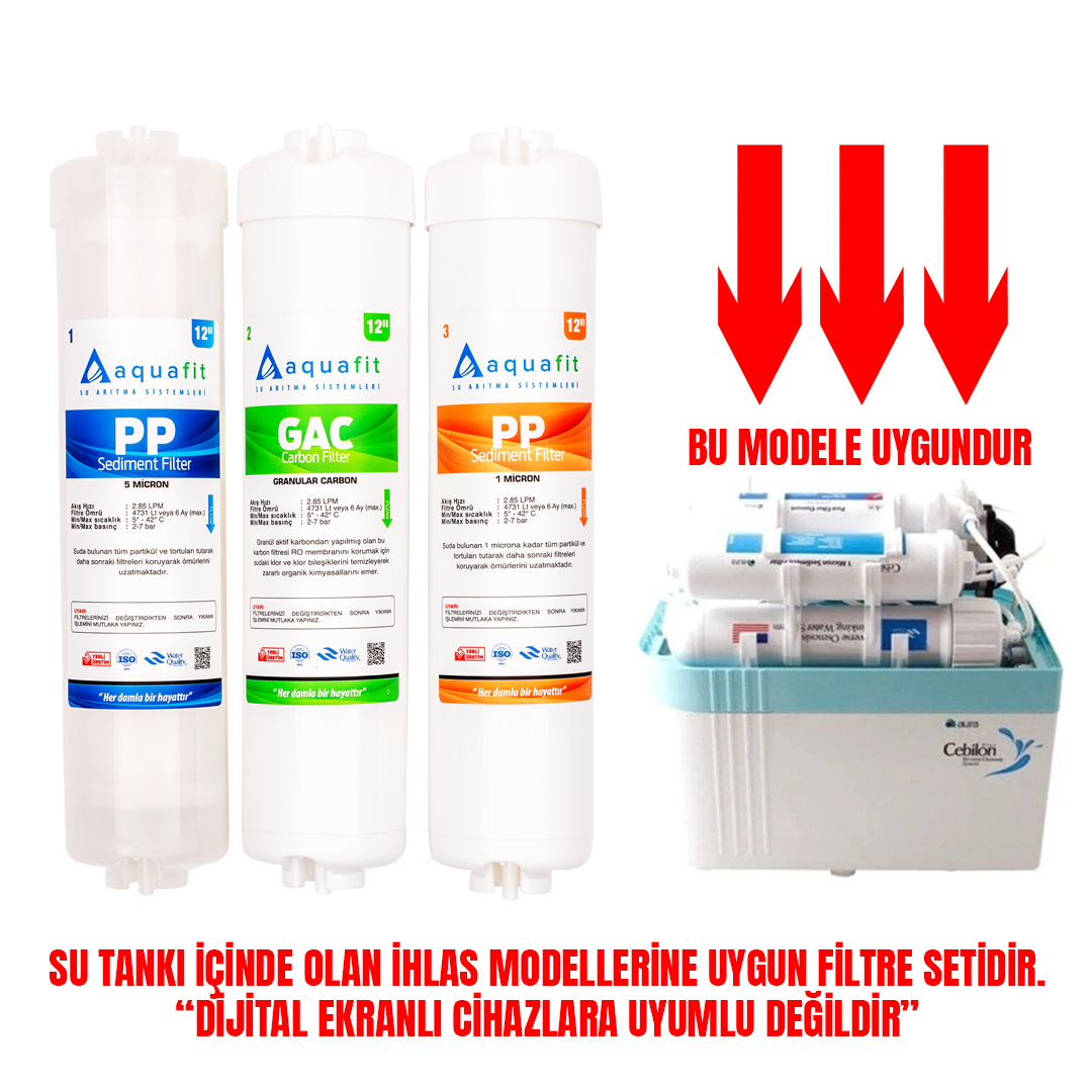 İhlas Aura Cebilon Silver Platinum ve Plus Uyumlu 3'lü Filtre (Compact ve Unique Uyumlu Değildir)