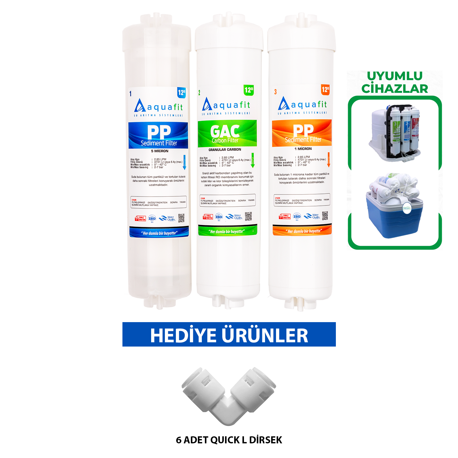 Kapalı Kasa Su Arıtma Cihazı İki Tarafı Ouick 3'lü Su Arıtma Ön Filtresi