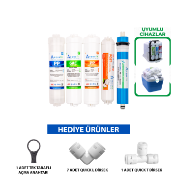 Kapalı Kasa Su Arıtma Cihazı İki Tarafı Ouick 5'li Filtre Seti