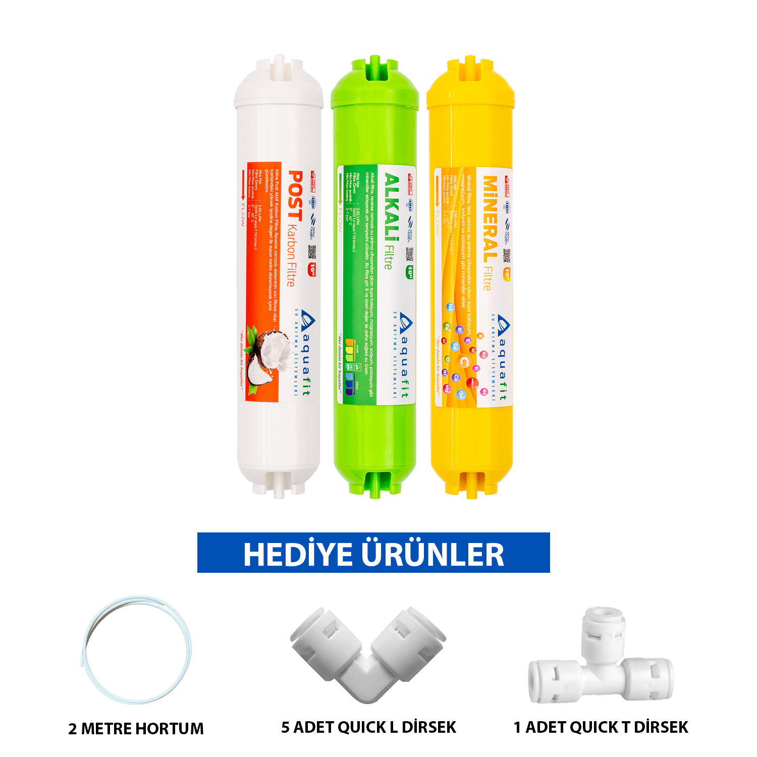 Post Karbon - Alkali - Mineral 3'lü Su Arıtma Filtresi (Tüm Cihazlarla Uyumludur)