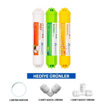 Post Karbon - Alkali - Mineral 3'lü Su Arıtma Filtresi (Tüm Cihazlarla Uyumludur)