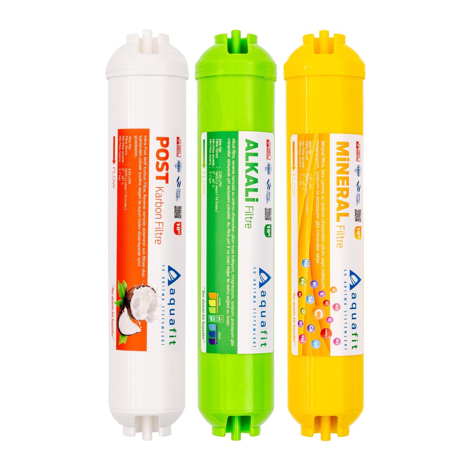 Post Karbon - Alkali - Mineral 3'lü Su Arıtma Filtresi (Tüm Cihazlarla Uyumludur)