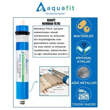Tüm Su Arıtma Cihazlarına Uyumlu 80 Gpd Aquafit Membran Ana Filtre + Açma Anahtarı Hediye
