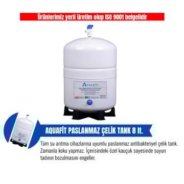 Su Arıtma Cihazı 8 Lt. Aquafit Paslanmaz Çelik Tank - Tank Vanası ve Tank Ayağı Hediyeli