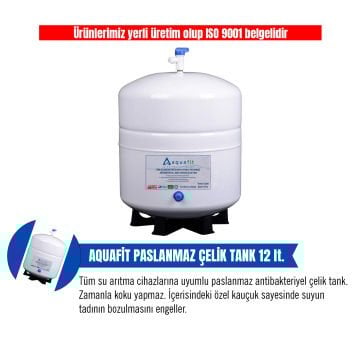 Su Arıtma Cihazı 12 Lt. Aquafit Paslanmaz Metal Tank - Tank Vanası ve Tank Ayağı Hediyeli