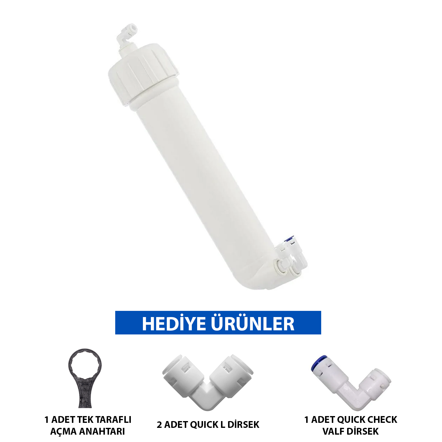 Su Arıtma Cihazı Membran Housing Filtre Kabı (BOŞ) - Açma Anahtarı Hediyeli