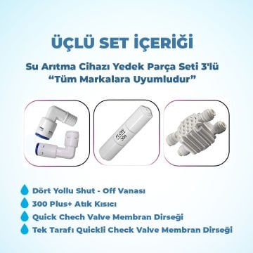 Su Arıtma Cihazı Yedek Parça Seti 3'lü Tüm Markalara Uyumludur