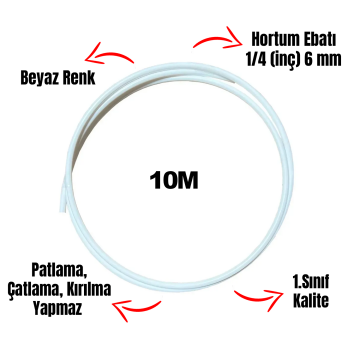 Aquafit Su Arıtma Cihazı Hortumu 6 mm (1/4'' Inç) 10 Metre